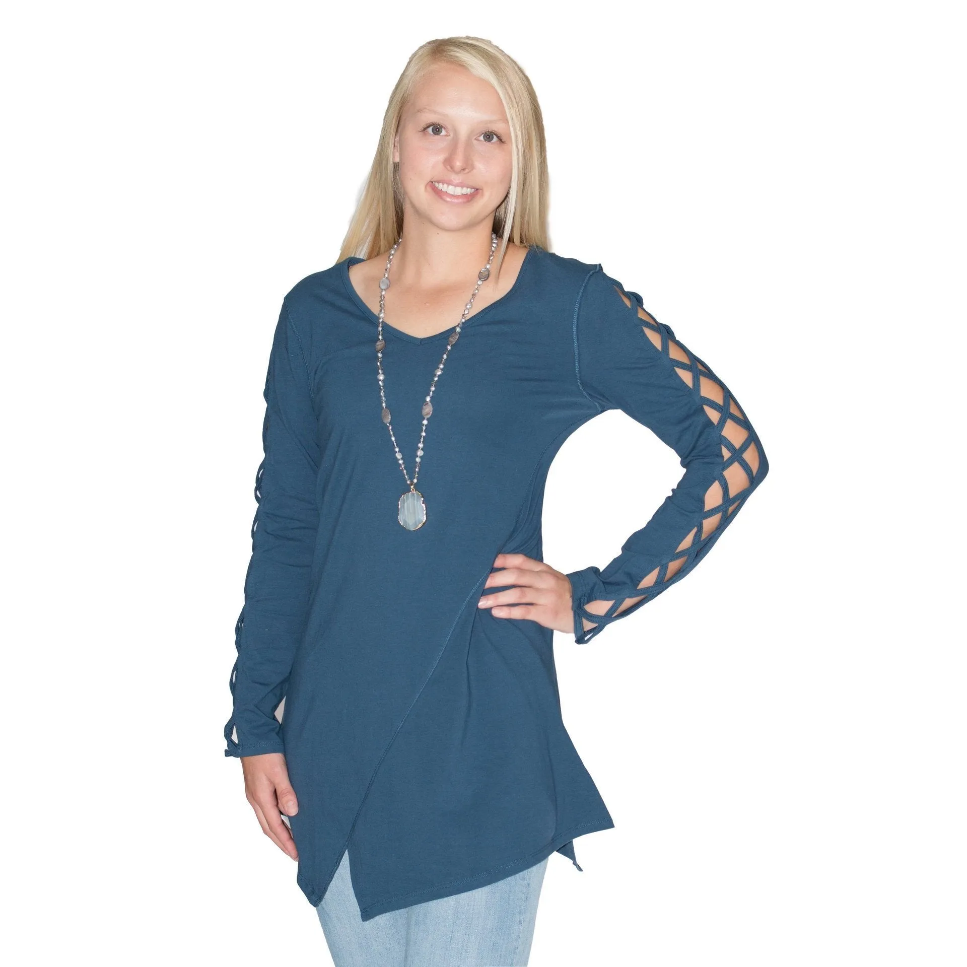 Simply Noelle Cut It Out Tunic -Misty Blue