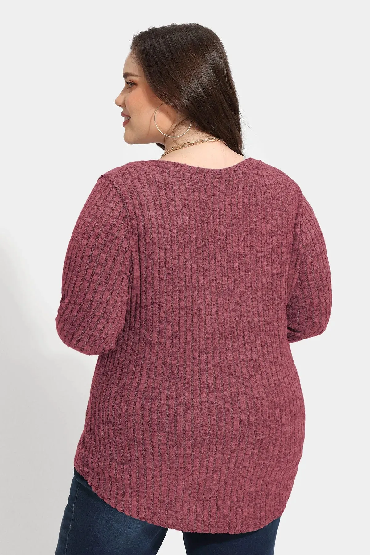 Solid V-neck Elastic Loose Basic Velvet Top Sweater