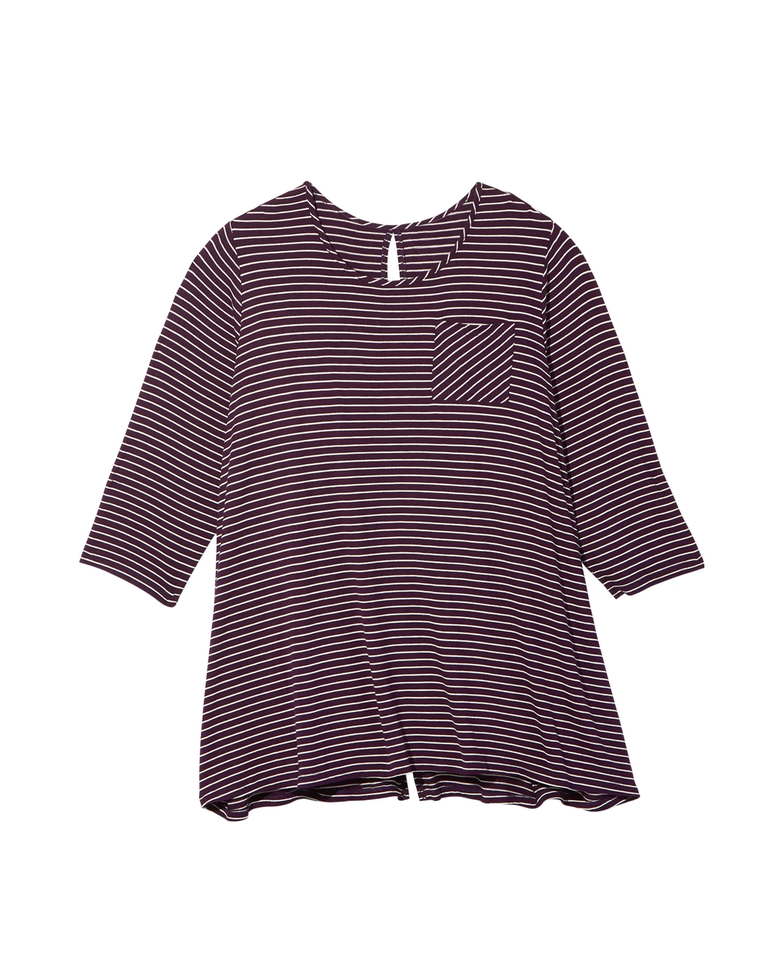 Stacey 3/4 Sleeve Split Back Tee | Purple / White