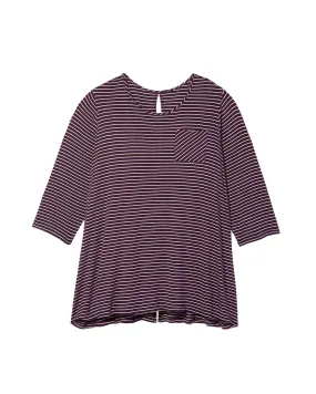 Stacey 3/4 Sleeve Split Back Tee | Purple / White