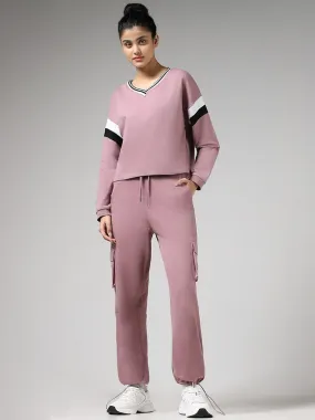 Studiofit Solid Pink Cotton Track Pants