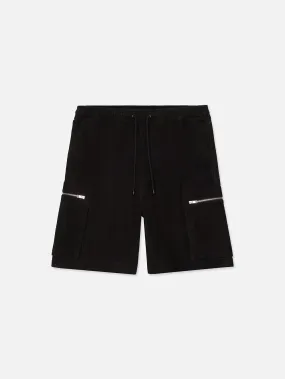 Suede Cargo Shorts -- Black