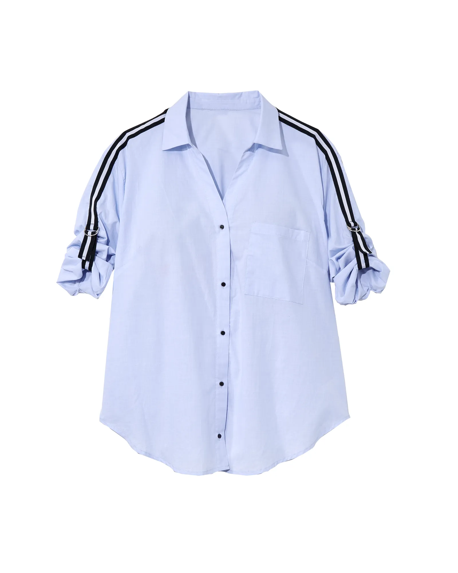 Sydney Cotton Shoulder Stripe Top | Light Blue