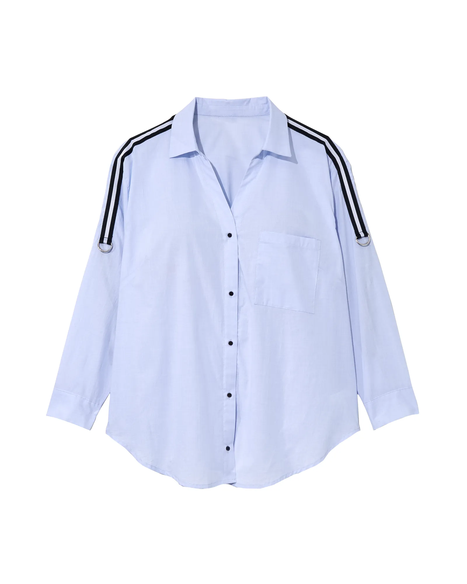 Sydney Cotton Shoulder Stripe Top | Light Blue