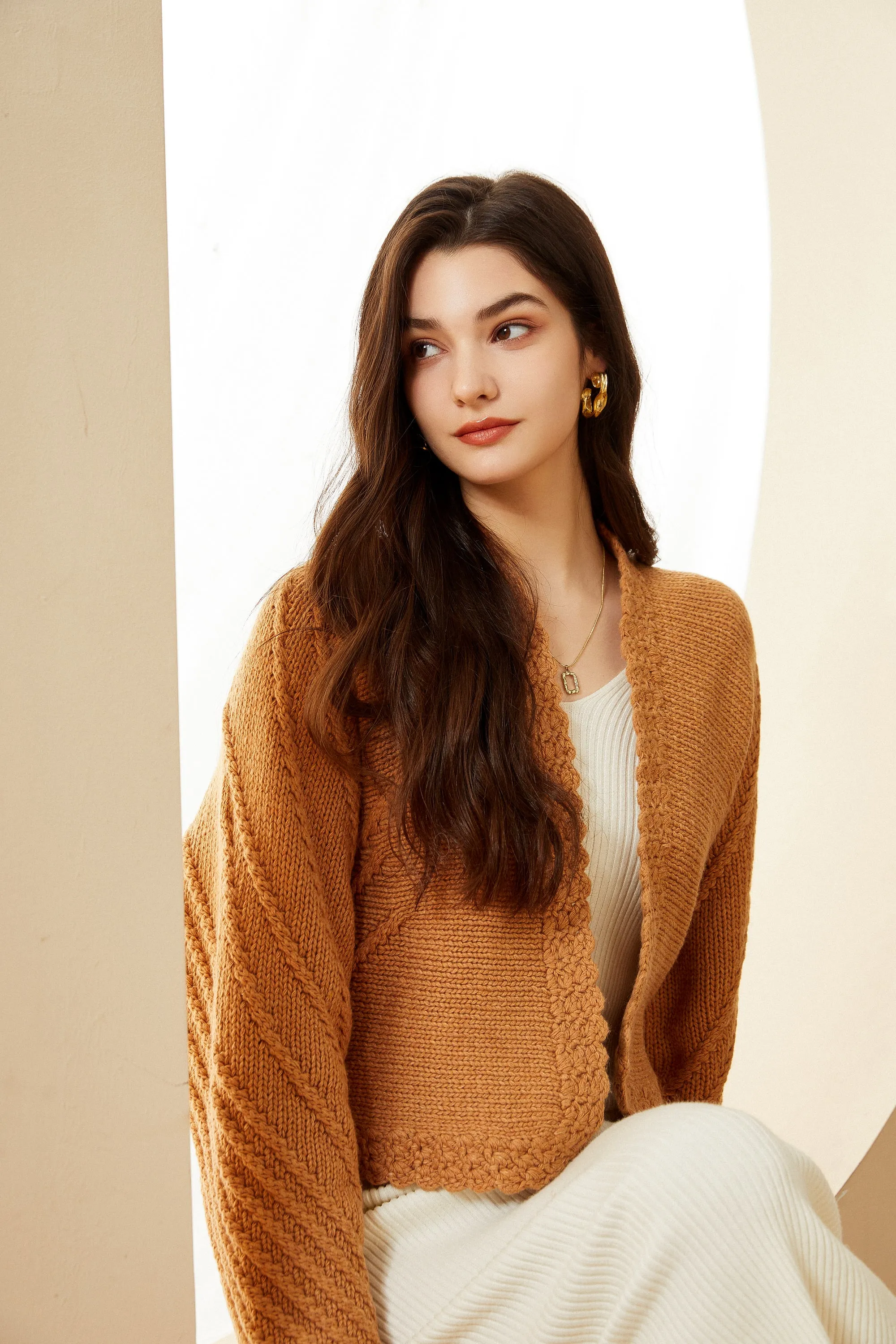 Sylphide | Astrid Orange Crochet Wool Cardigan