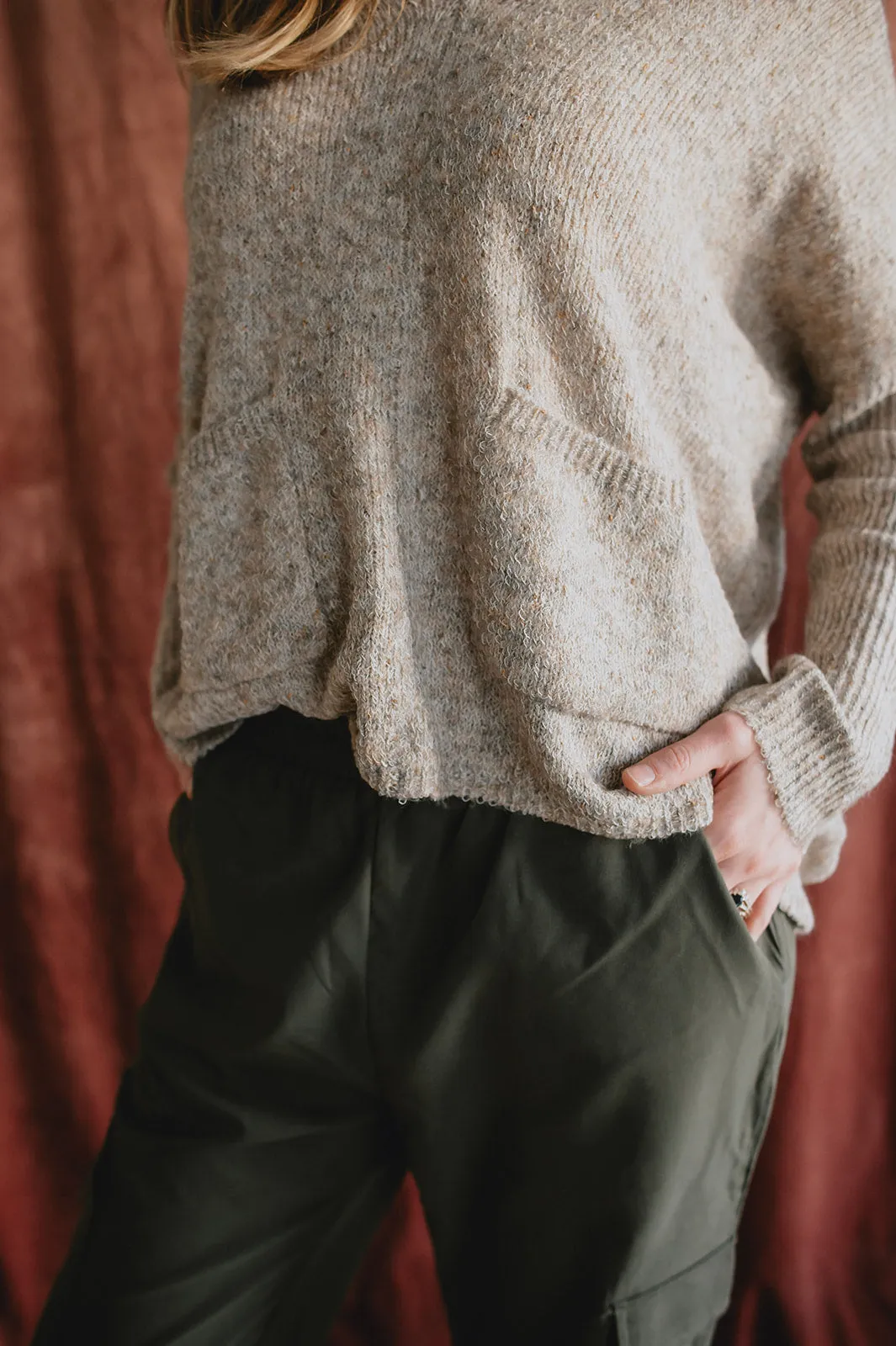 The Robin Pocket Sweater - Taupe