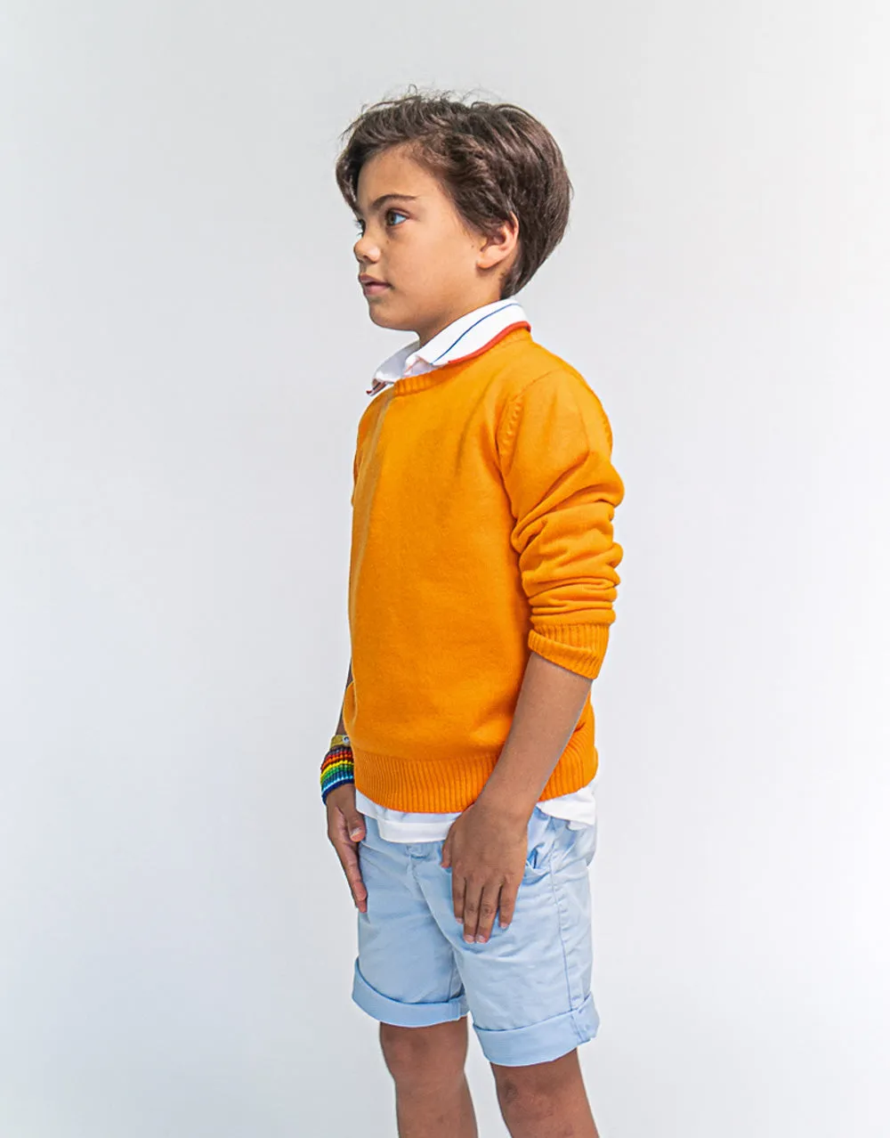 The Tommy - Boys Cashmere Crew Neck Pullover in Mandarin