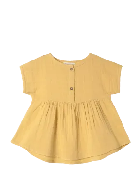 Tunic shirt Play of Colors Sun-Ochre organic muslin