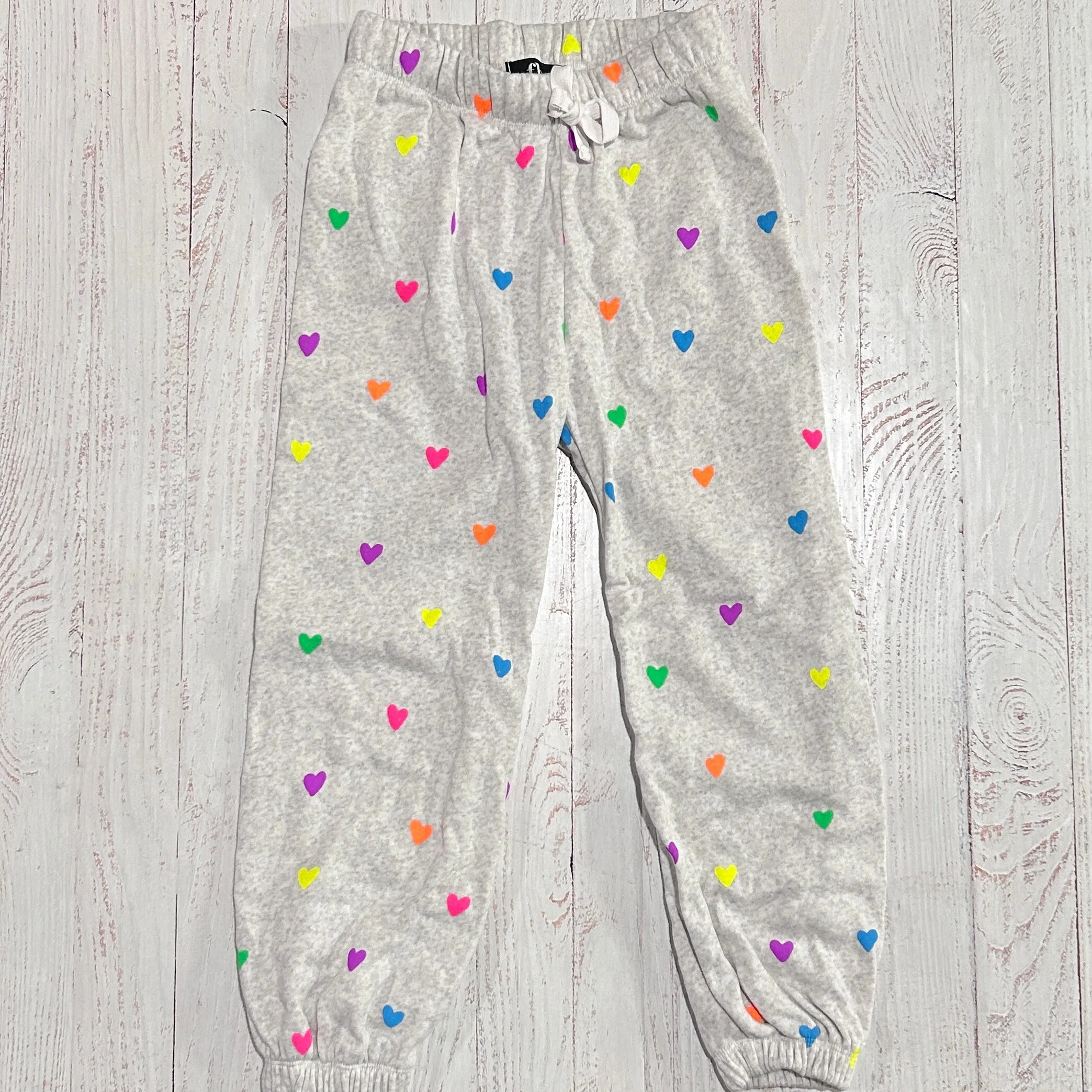 Tween Bottoms | All Over Heart Joggers- Misty Grey | Flowers by Zoe