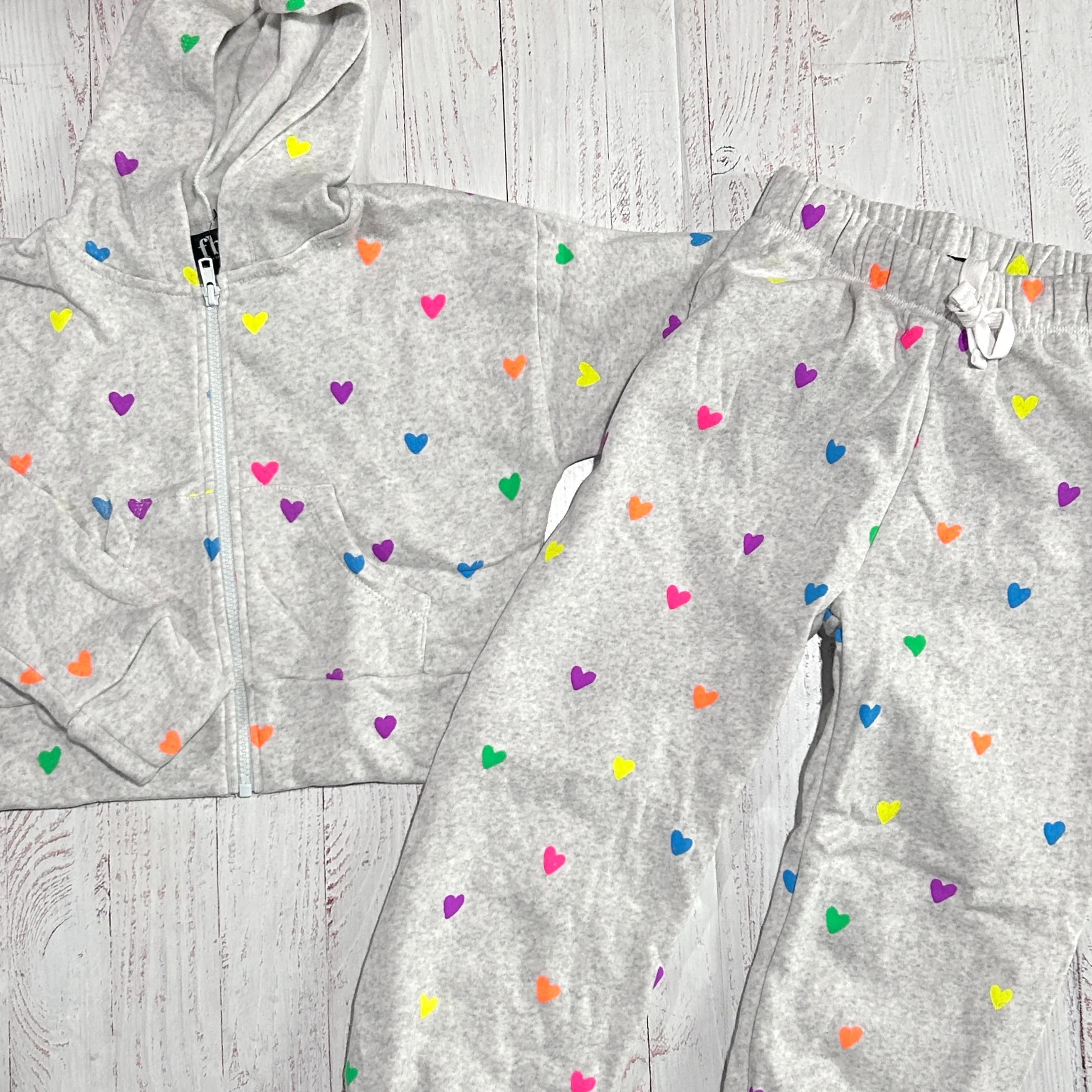 Tween Bottoms | All Over Heart Joggers- Misty Grey | Flowers by Zoe