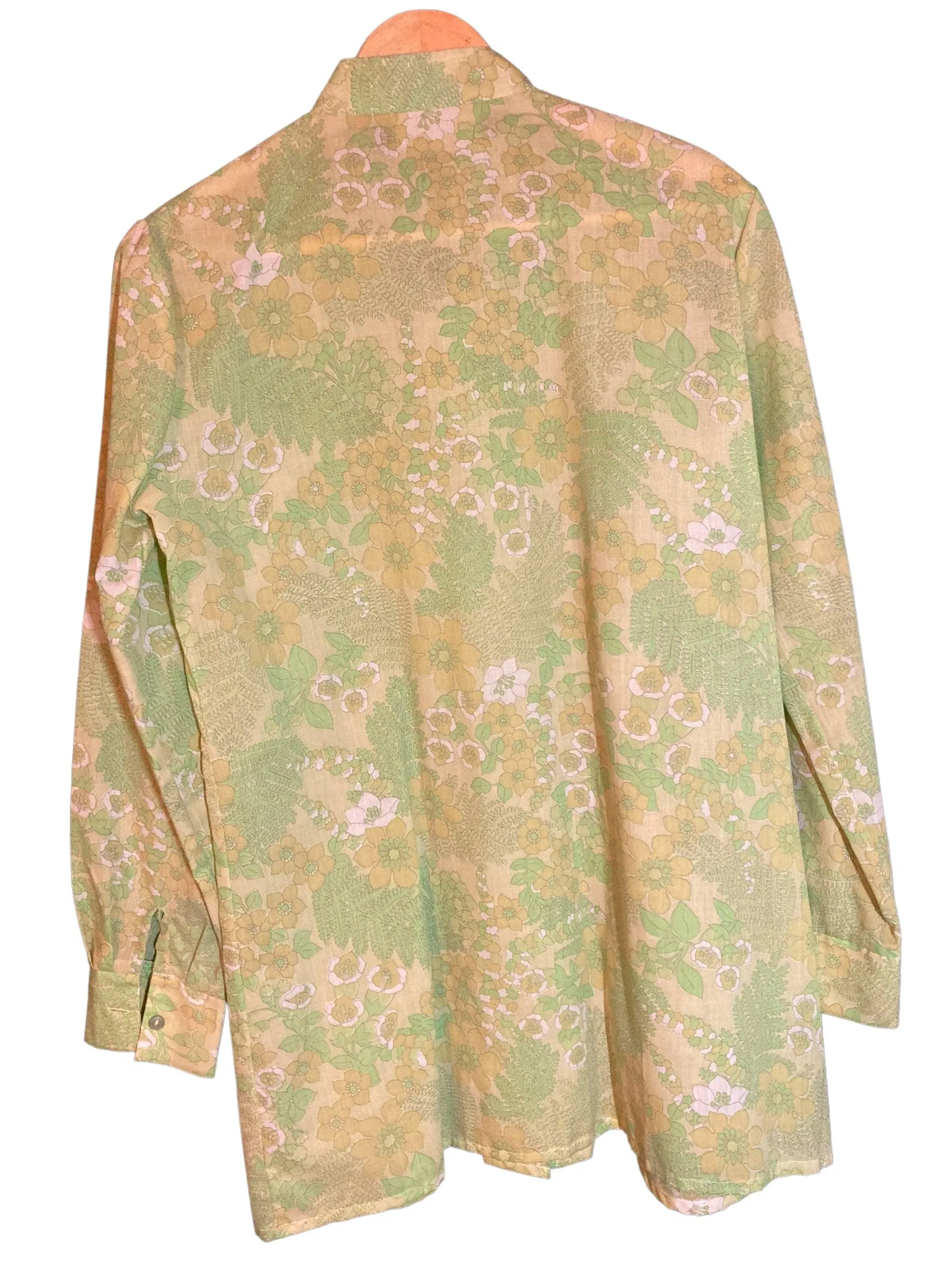 Vintage Debro Lime Green Long Sleeved Patterned Shirt Style Tunic UK Size 10