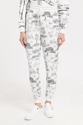 Women White Printed Joggers