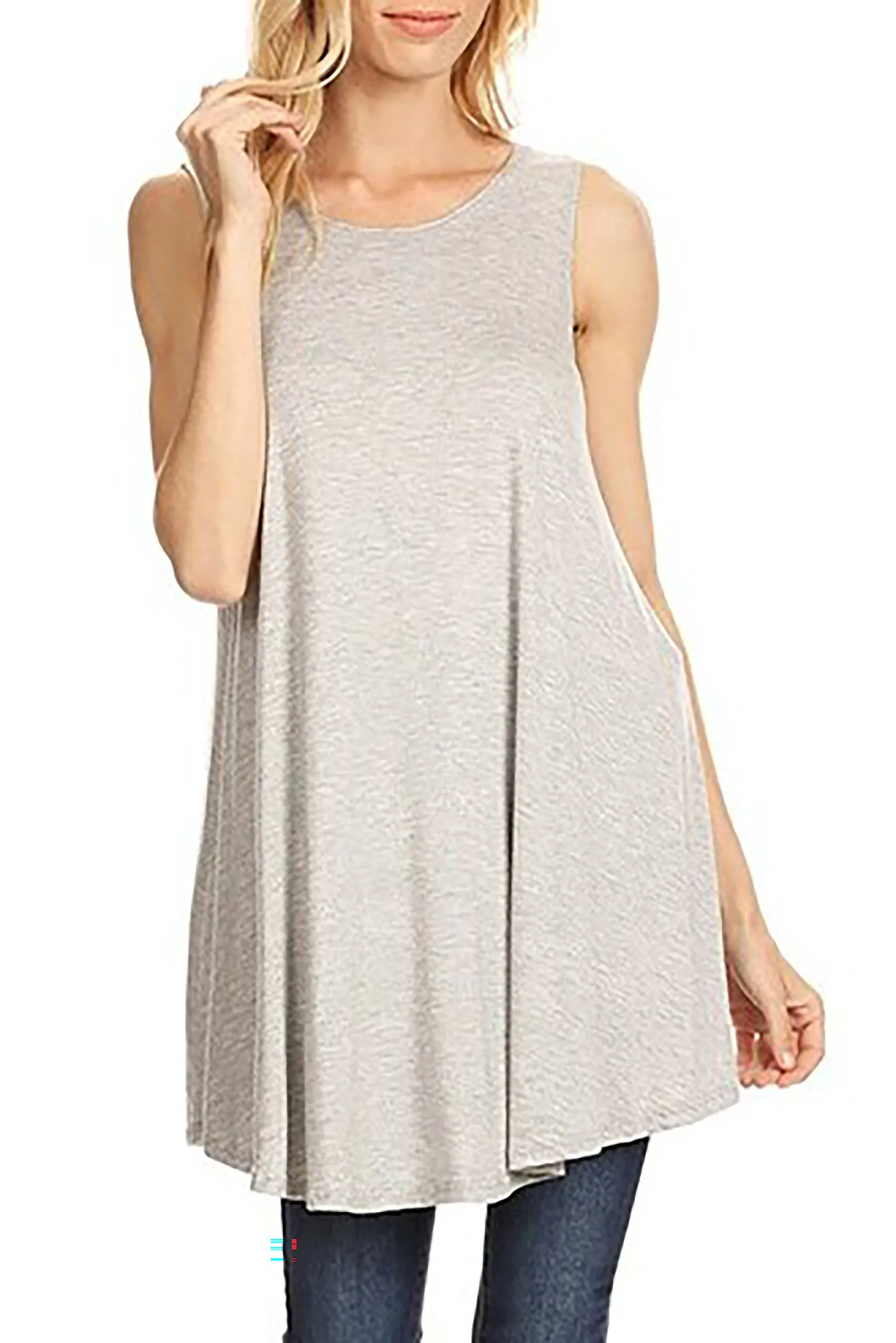 Women's Casual A line Sleeveless Tunic Top