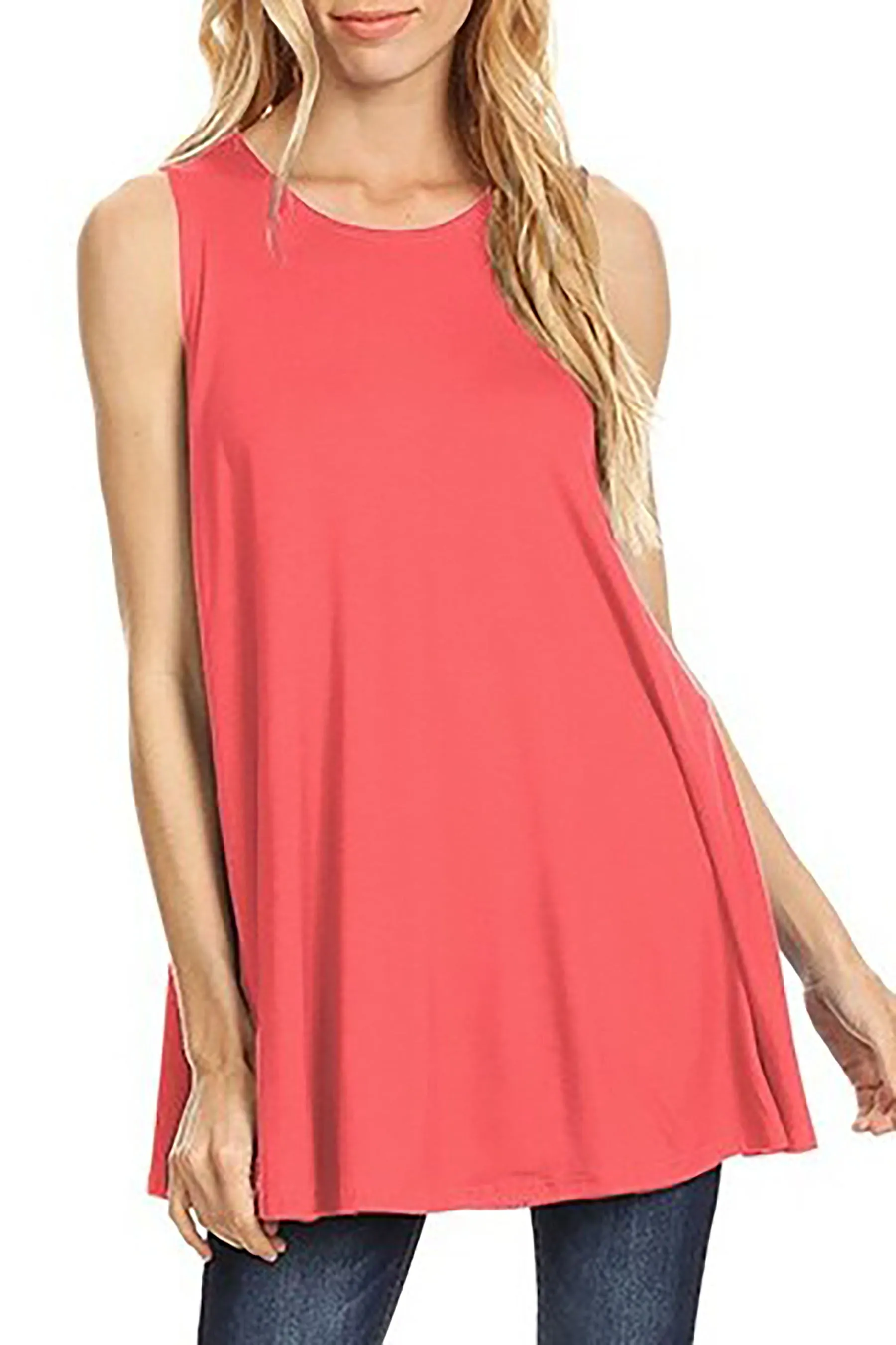 Women's Casual A line Sleeveless Tunic Top