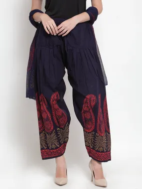 Women'S Navy Blue Printed Salwar Dupatta