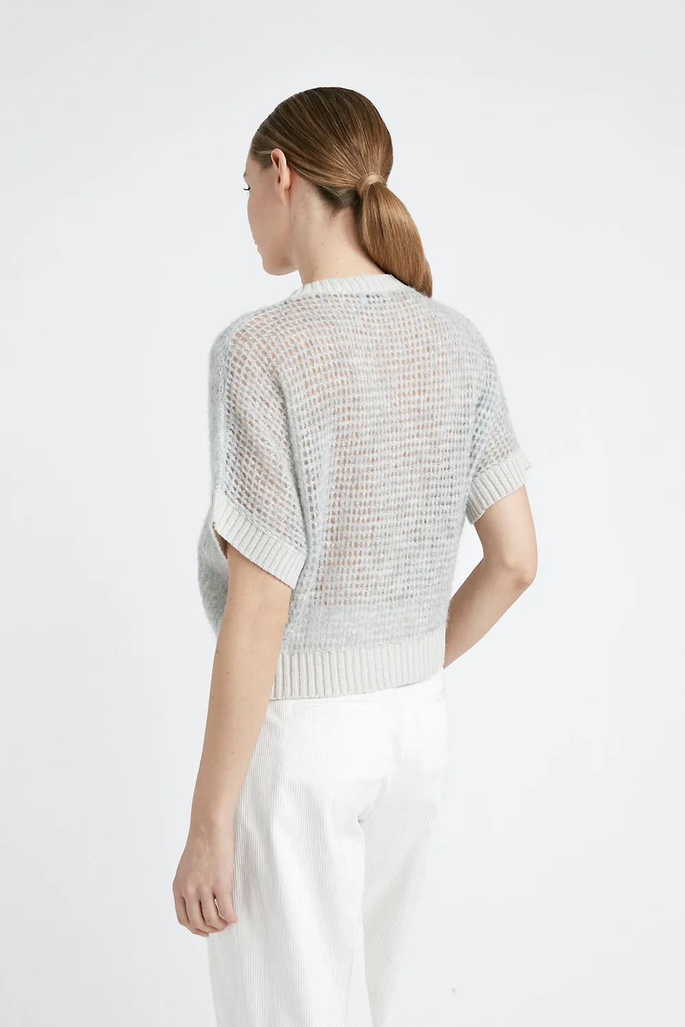 Wool and Lurex short-sleeved sweater