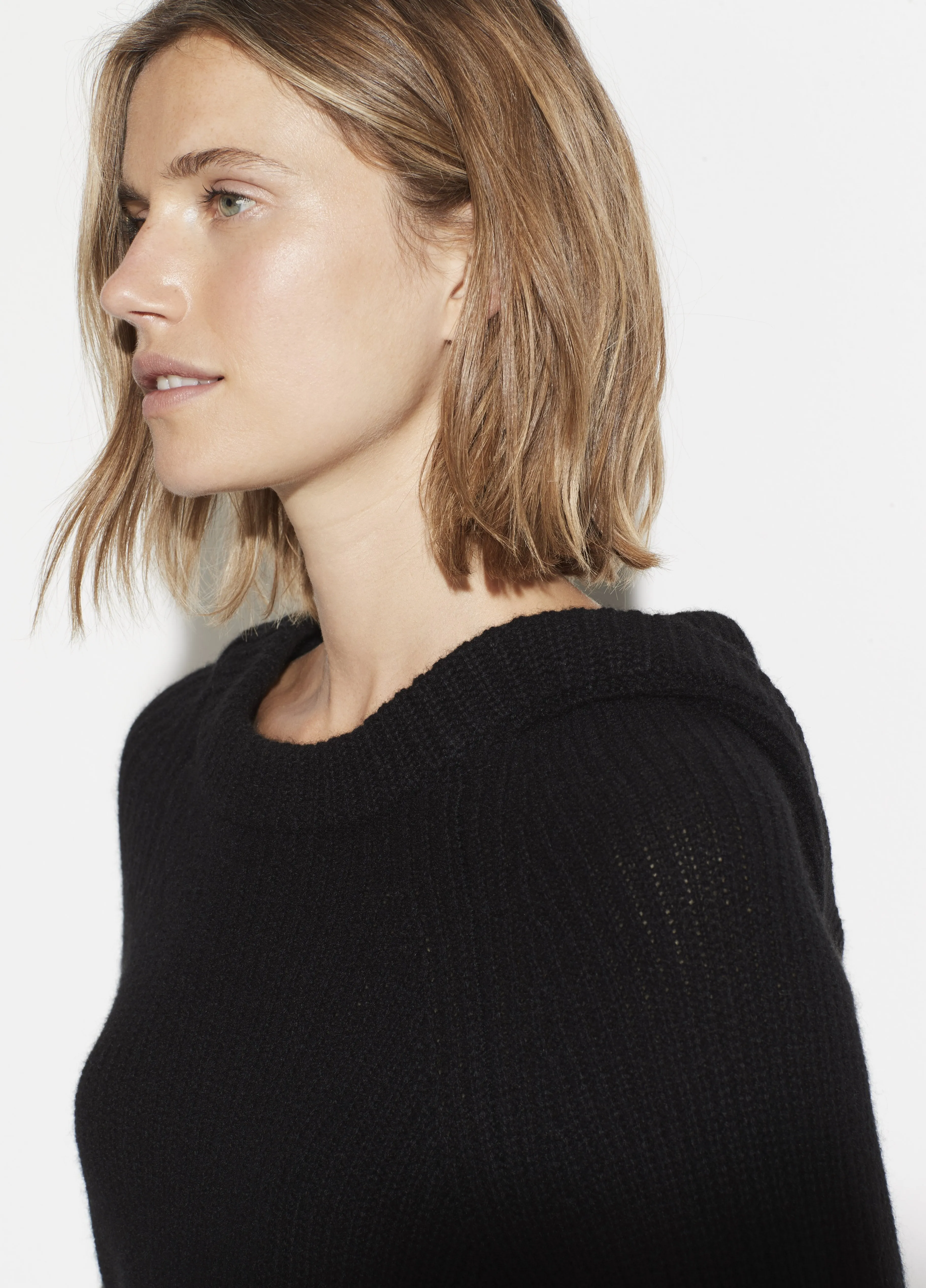 Wool Cashmere Raglan Hoodie in Black