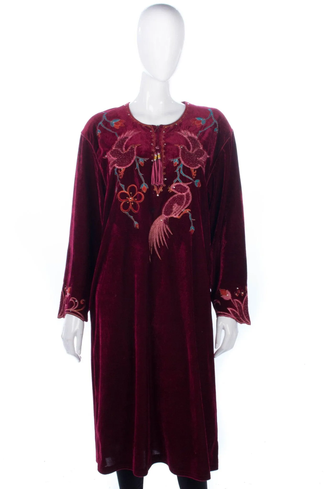 Zen Magic Velvet Tunic Dress Burgundy Size L-XL